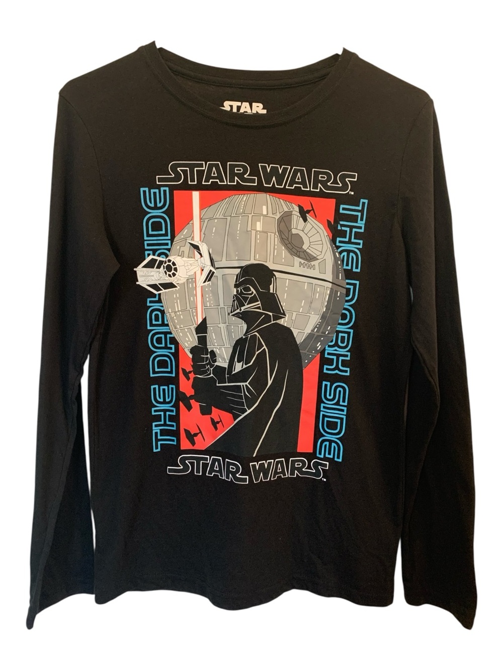 Star Wars Kid’s Dark Side Black T-Shirt with Long Sleeves Size Large